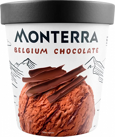 Мороженое Monterra сливочное с Бельгийиским шоколадом и шоколадным соусом 480мл