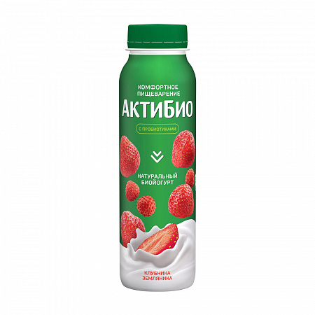 Биойогурт АктиБио питьевой клубника-земляника 1,5% 260г без ЗМЖ