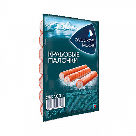 Крабовые палочки РУССКОЕ МОРЕ замороженные 100г