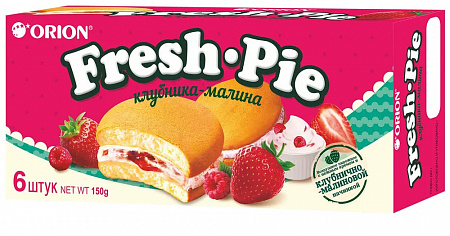 Пирожное ORION Fresh Pie Клубника-Малина 6шт 150г