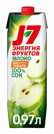 Сок J7 яблочный осветленный 0,97л т/п