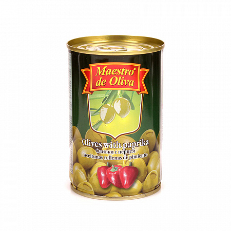 Оливки MAESTRO De OLIVA с перцем 300г ж/б