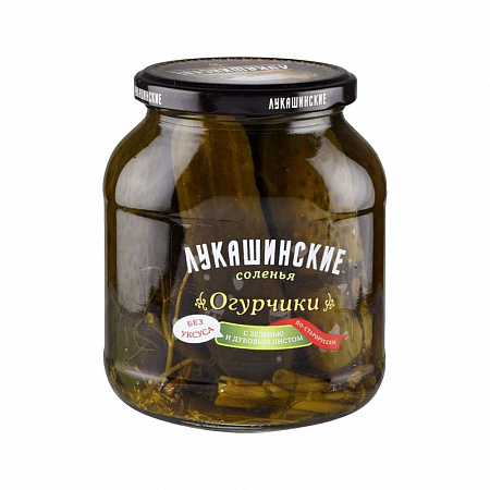 Огурчики Лукашинские с зеленью и дубовым листом 670г