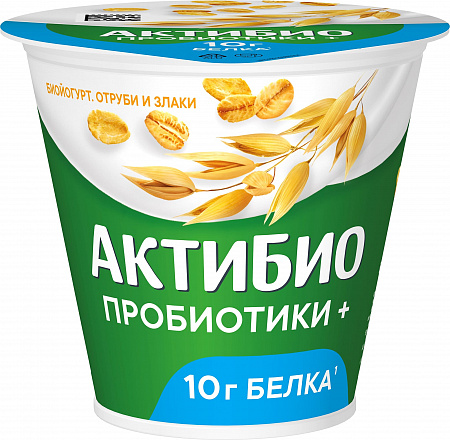Биойогурт АктиБио отруби-злаки 2,9% 220г без ЗМЖ