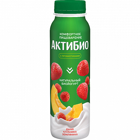 Биойогурт АктиБио питьевой дыня-клубника-земляника  1,5% 260г без ЗМЖ