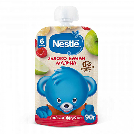 Пюре NESTLE яблоко-банан-малина c 6мес 90г д/п