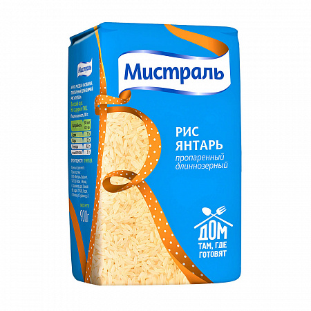 Крупа рис МИСТРАЛЬ янтарь пропаренный 900г