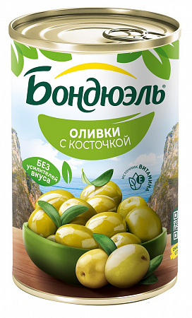 Оливки BONDUELLE зеленые с/к 314мл ж/б