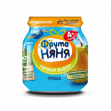 Пюре ФРУТОНЯНЯ из груш гипоаллергенное с 4мес 100г с/б