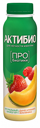 Биойогурт АктиБио питьевой дыня-клубника-земляника  1,5% 260г без ЗМЖ