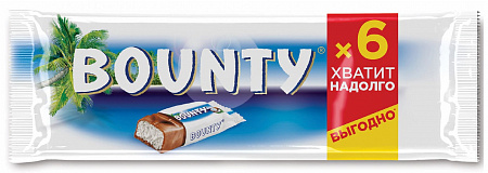 Батончик шоколадный BOUNTY 165г (6*27,5г) мультипак