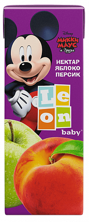 Сок Leon baby Disney Микки Маус и Друзья яблоко/персик с 5 мес 200мл т/п