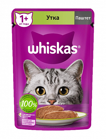 Корм WHISKAS паштет с уткой 75г