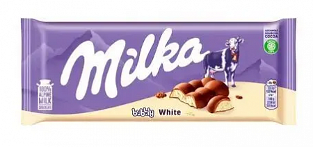 Молочный шоколад Milka Bubbly White Chocolate 95 гр