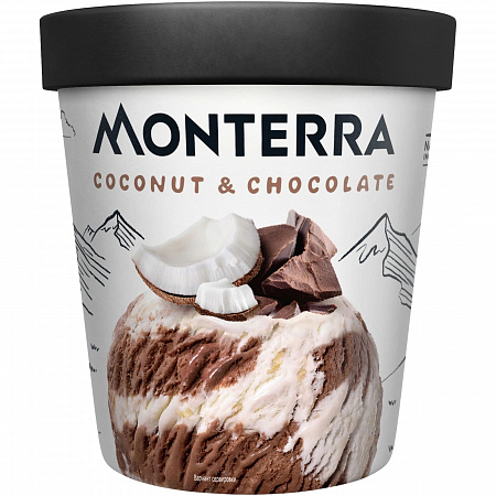 Мороженое Monterra Кокосовое и шоколадное двухслойное 480мл
