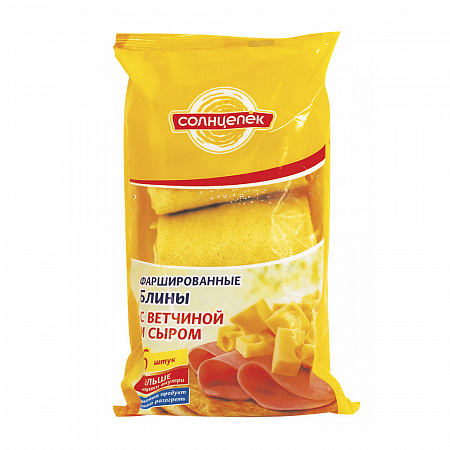 Блины СИБИРСКИЙ ГУРМАН Солнцепек ветчина/сыр 6шт 360/420г