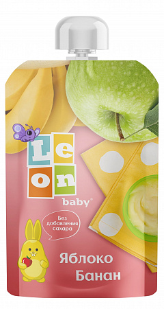 Пюре Leon baby Яблоко, Банан с 6мес 90г д/п