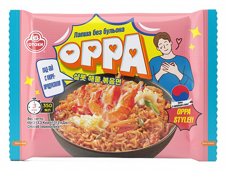 Лапша ОТТОГИ Oppa со вкусом морепродуктов и жареного лука 65г