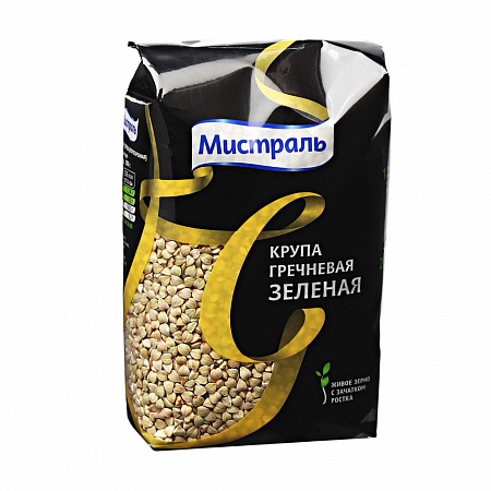 Крупа гречневая МИСТРАЛЬ Зеленая 450г м/у