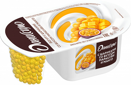 Йогурт  Даниссимо Фантазия хрустящие шарики манго-маракуйя 105г Продукт без ЗМЖ